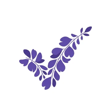 The Wisteria app icon: a sprig of wisteria shaped like a tick, on white